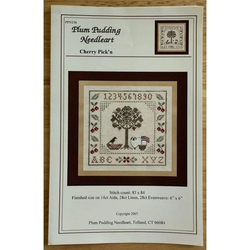 Plum Pudding Needleart Cherry Pick 'N Counted Cross Stitch Pattern